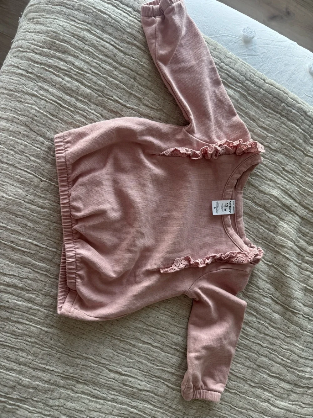 Carter's Blush Pink Ruffle-Trim Long Sleeve Sweatshirt